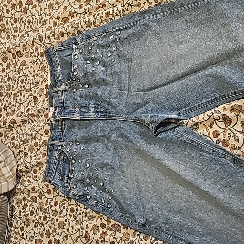 Loft embellished straight leg jeans